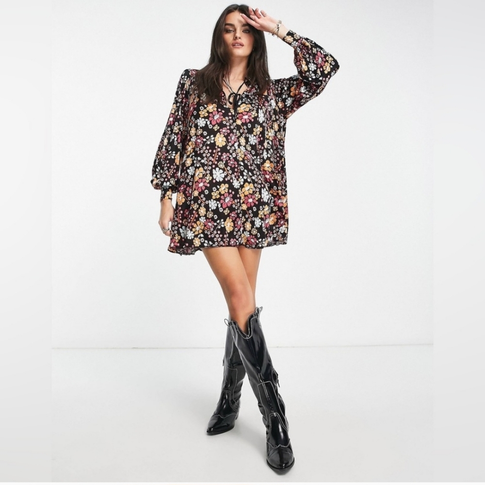 NWT Free People Daisy Jane Mini Floral Boho Swing Dress Size Small